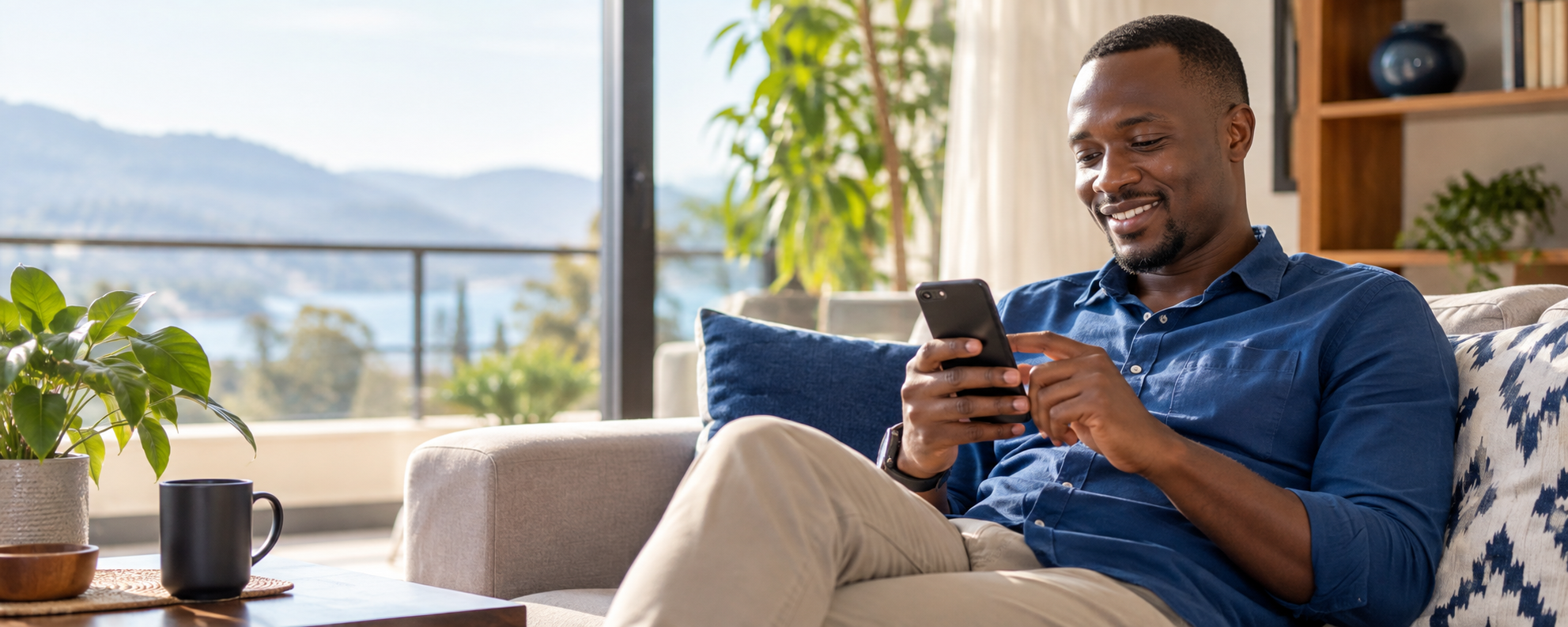 Umuntu mukuru ukoresha telefoni yitonze mu rugo